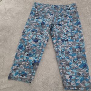 Reebok Blue & Gray Geometric Capri Leggings